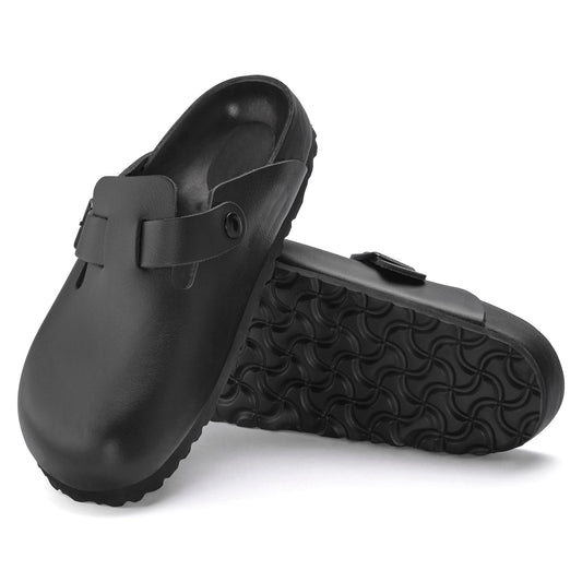 Closed-Toe cork slides Exquisite | Leather | Black