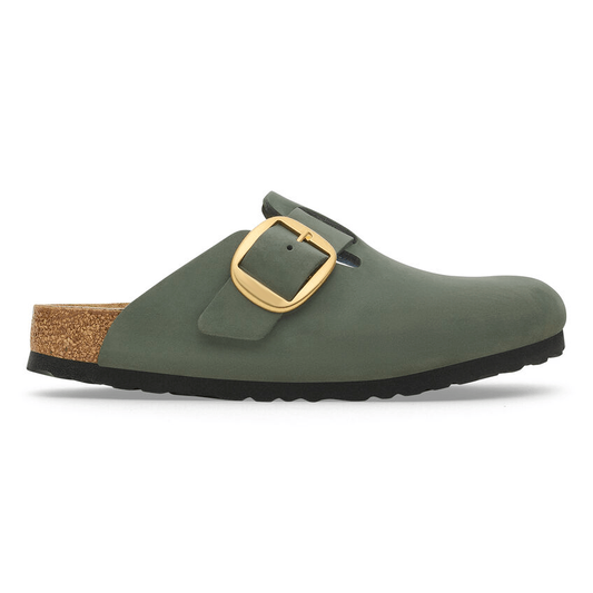 Closed-Toe cork slides Big Buckle | Nubuck | Thyme