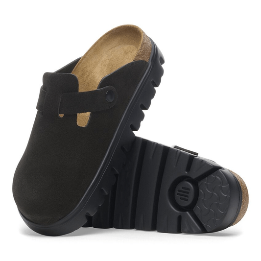 Closed-Toe cork slides Chunky | Suede | Black