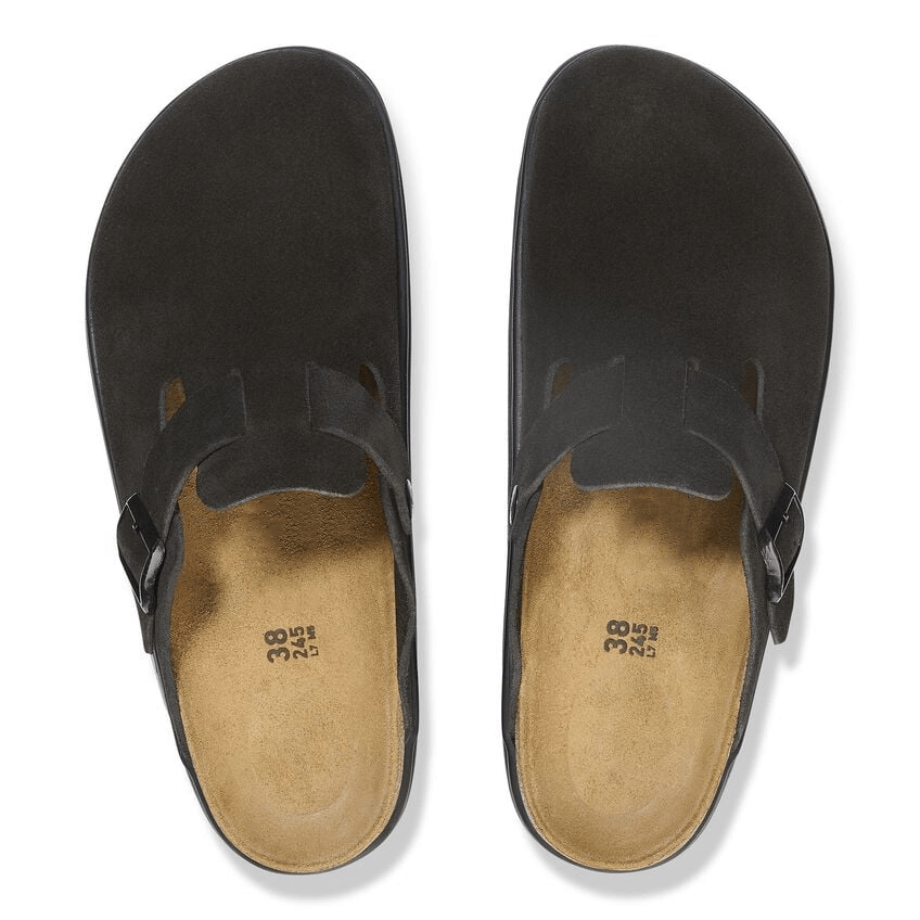 Closed-Toe cork slides Chunky | Suede | Black