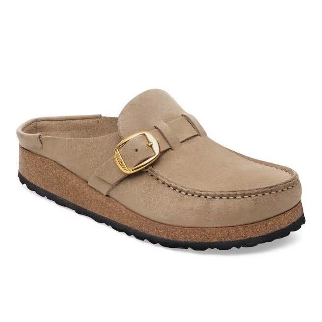 Closed-Toe cork slides | Suede-Trimmed | Tobacco Brown