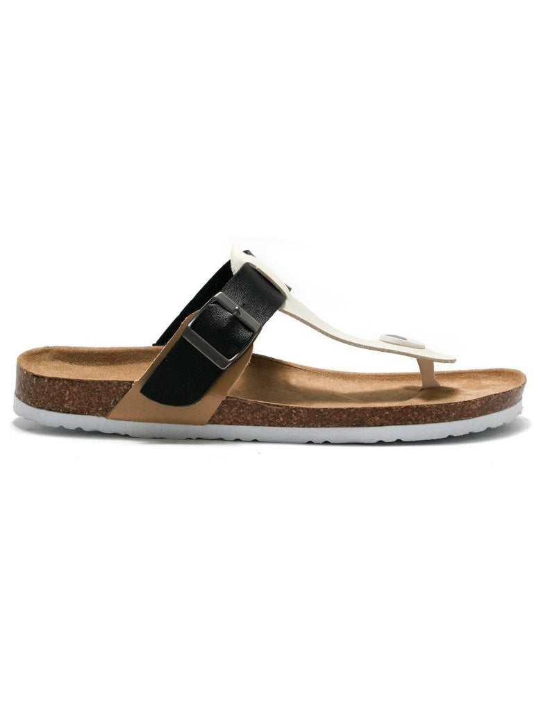 Trendy Two-Tone Cork Sandals ¨C Black & White Contrast