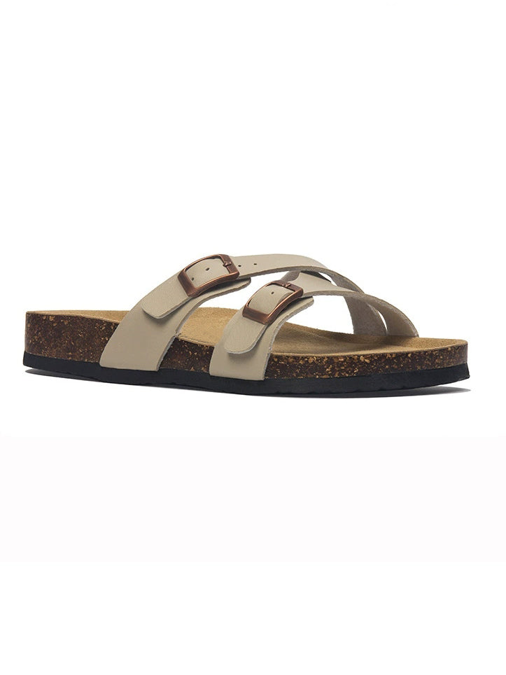 Premium Cross-Strap Cork Sandals