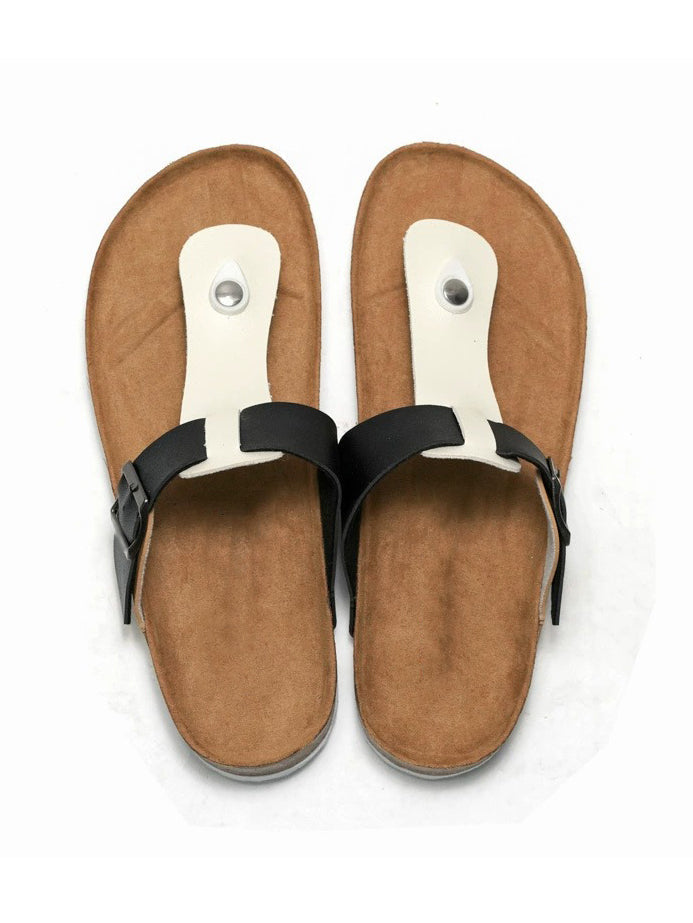 Trendy Two-Tone Cork Sandals ¨C Black & White Contrast