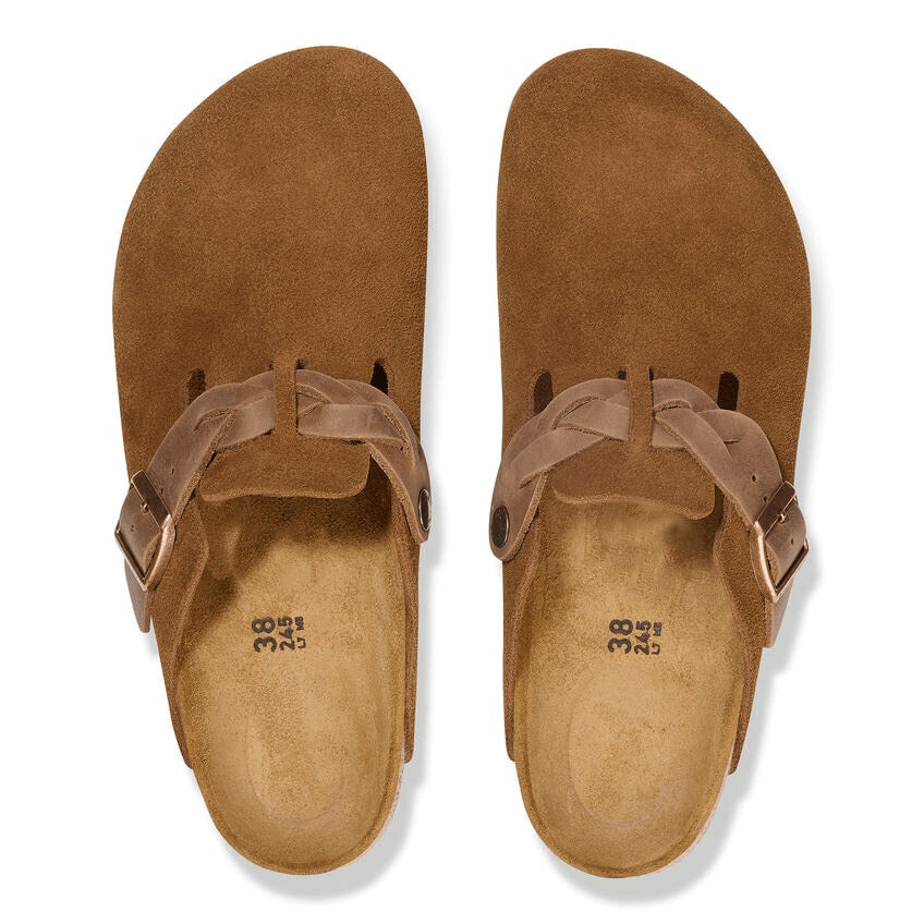 Closed-Toe cork slides Braid | Suede | Mink