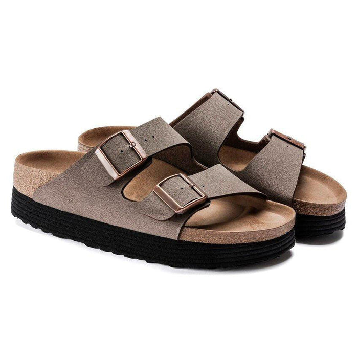 Two-Strap comfort Platform | Vegan | Synthetic nubuck | Mocha