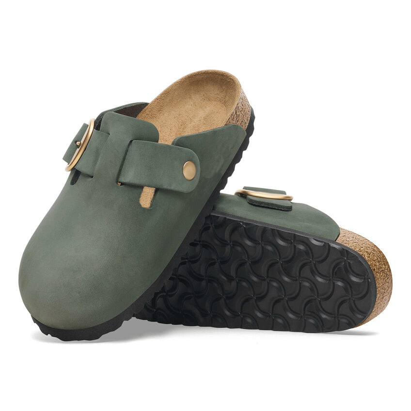 Closed-Toe cork slides Big Buckle | Nubuck | Thyme