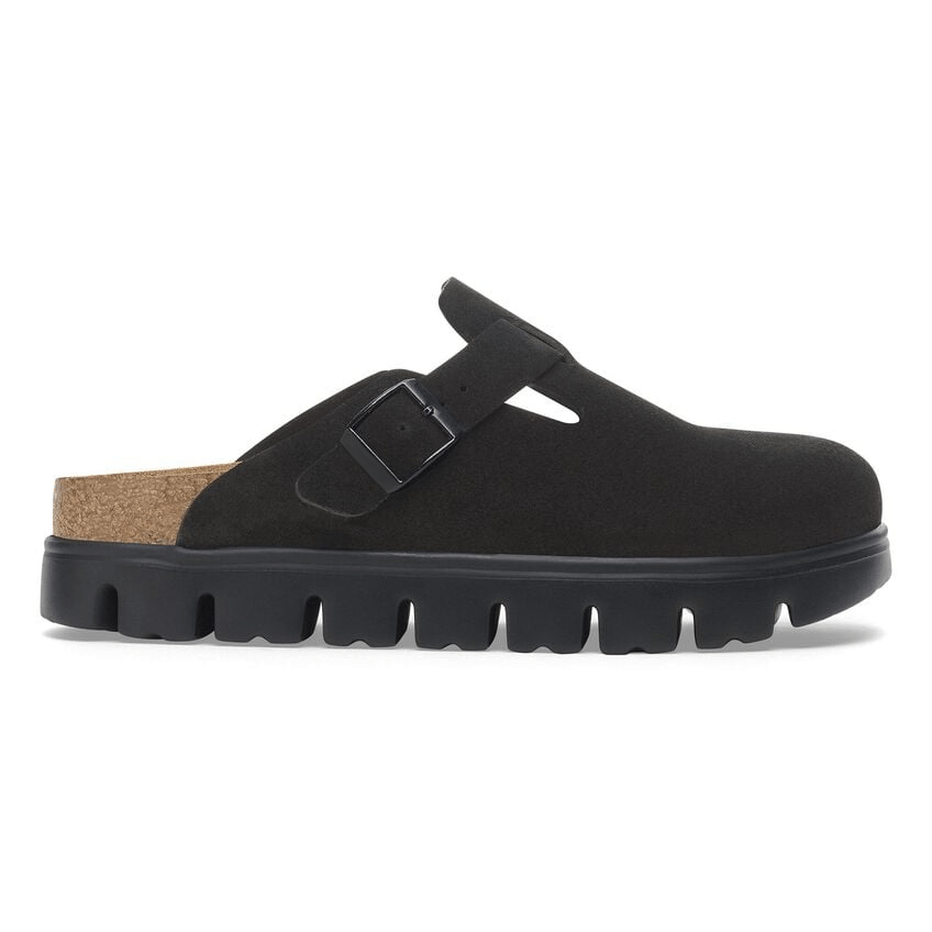 Closed-Toe cork slides Chunky | Suede | Black