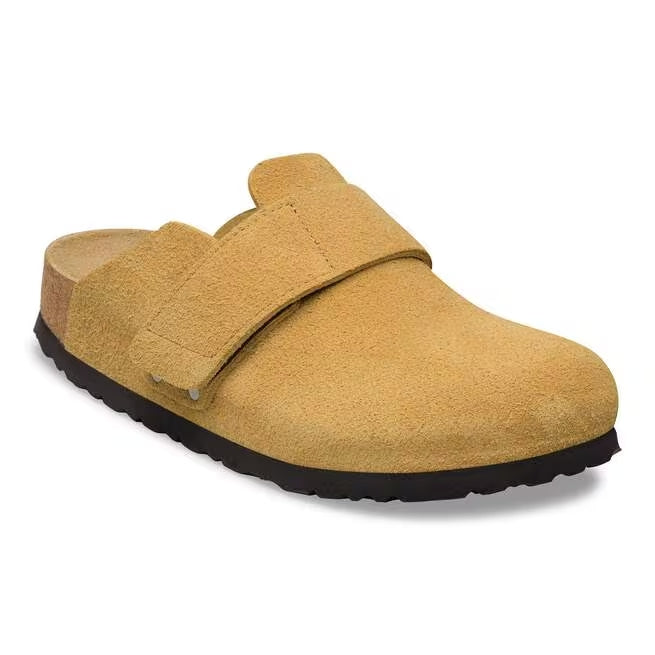Closed-Toe cork slides | Soft Footbed | Suede | Cork Brown