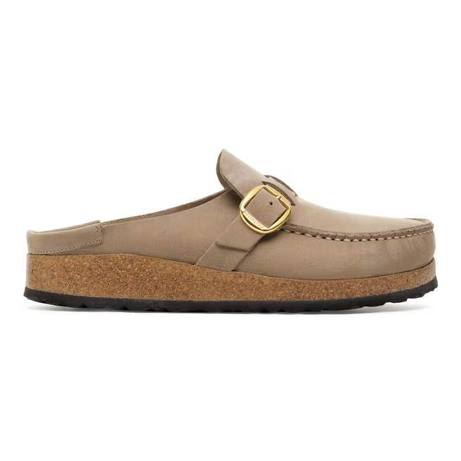 Closed-Toe cork slides | Suede-Trimmed | Tobacco Brown