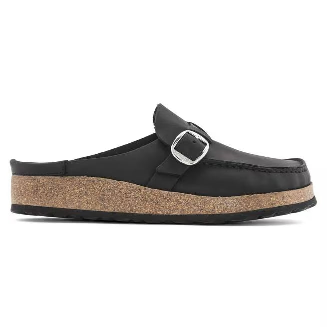 Closed-Toe cork slides | oiled leather | Black