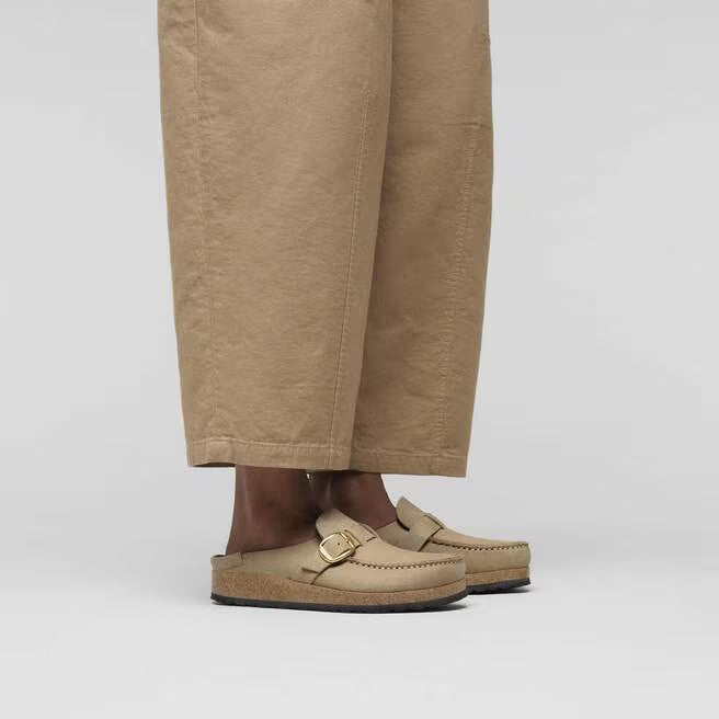 Closed-Toe cork slides | Suede-Trimmed | Tobacco Brown