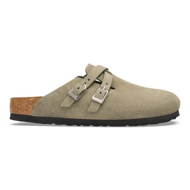 Closed-Toe cork slides | Soft Footbed | Suede | Taupe