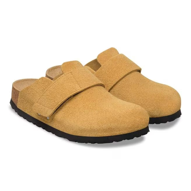 Closed-Toe cork slides | Soft Footbed | Suede | Cork Brown