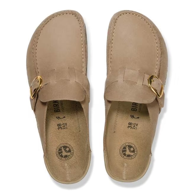 Closed-Toe cork slides | Suede-Trimmed | Tobacco Brown