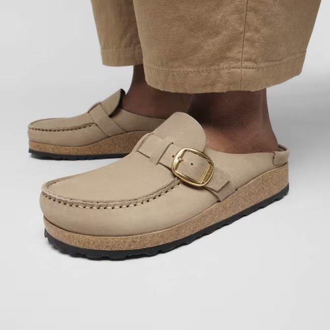 Closed-Toe cork slides | Suede-Trimmed | Tobacco Brown