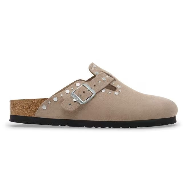 Closed-Toe cork slides | Boston Rivets | Taupe