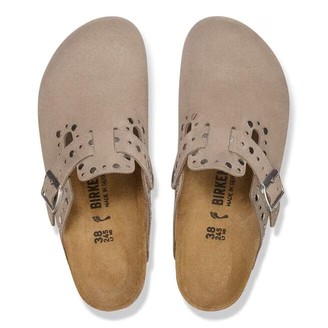 Closed-Toe cork slides | Boston Rivets | Taupe