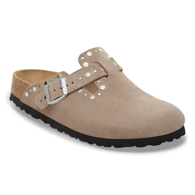 Closed-Toe cork slides | Boston Rivets | Taupe