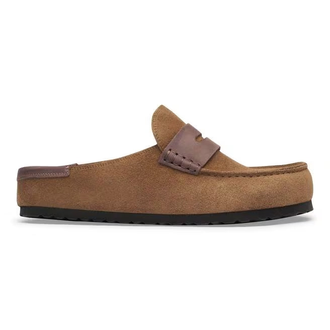 Closed-Toe cork slides | Soft Footbed | Suede | Dark Tea