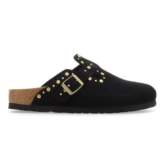 Closed-Toe cork slides | Boston Rivets | Black