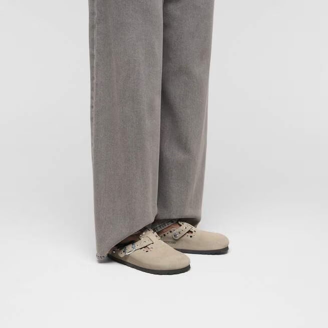 Closed-Toe cork slides | Boston Rivets | Taupe