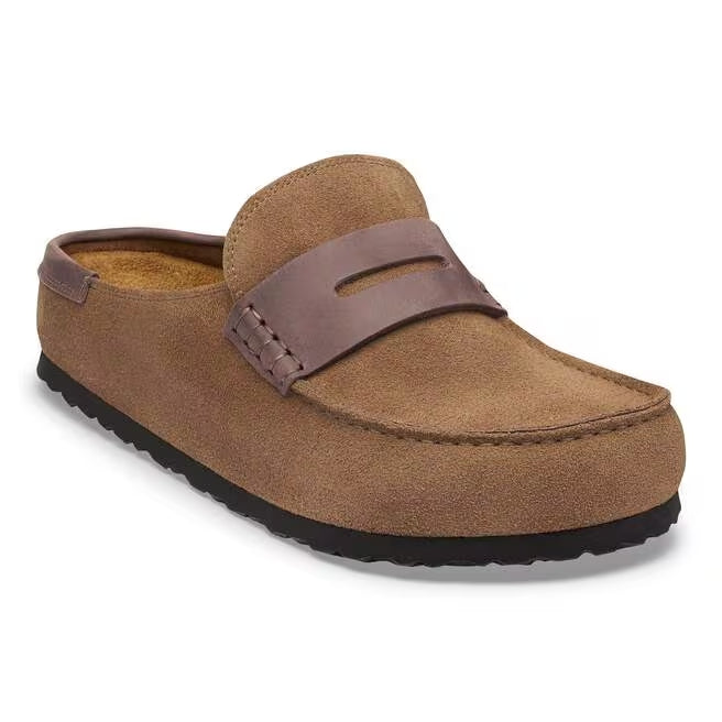 Closed-Toe cork slides | Soft Footbed | Suede | Dark Tea